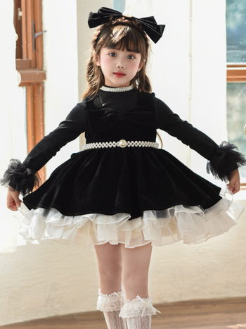 Κοριτσίστικο φόρεμα σε στυλ πριγκίπισσας, πολυεστέρας, απαλή επεξεργασία υφάσματος, φούστα με τιράντες, εμπνευσμένο από Χέπμπερν, για 1–3 ετών