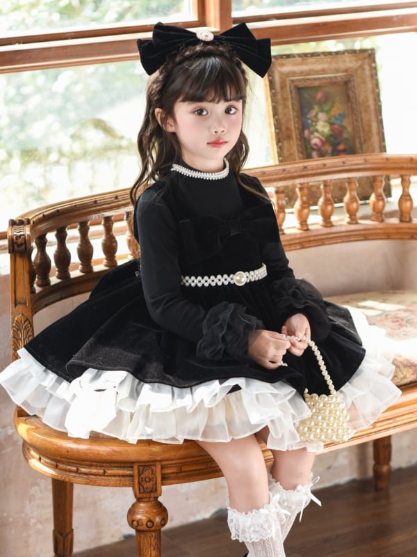 Κοριτσίστικο φόρεμα σε στυλ πριγκίπισσας, πολυεστέρας, απαλή επεξεργασία υφάσματος, φούστα με τιράντες, εμπνευσμένο από Χέπμπερν, για 1–3 ετών