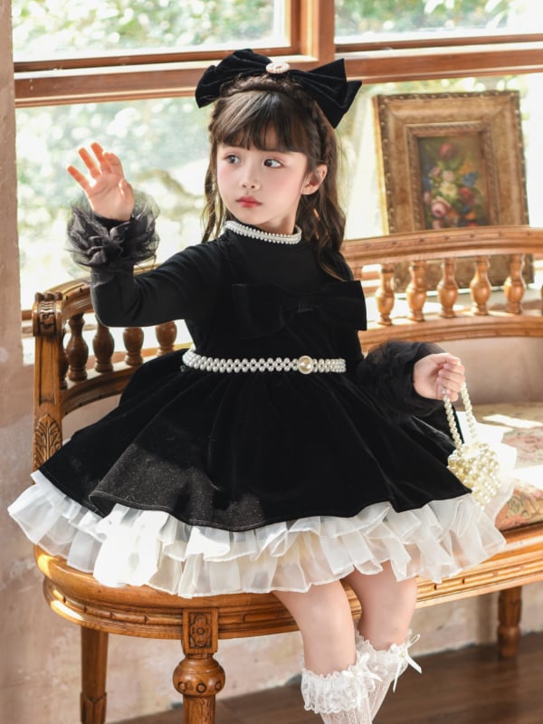 Κοριτσίστικο φόρεμα σε στυλ πριγκίπισσας, πολυεστέρας, απαλή επεξεργασία υφάσματος, φούστα με τιράντες, εμπνευσμένο από Χέπμπερν, για 1–3 ετών