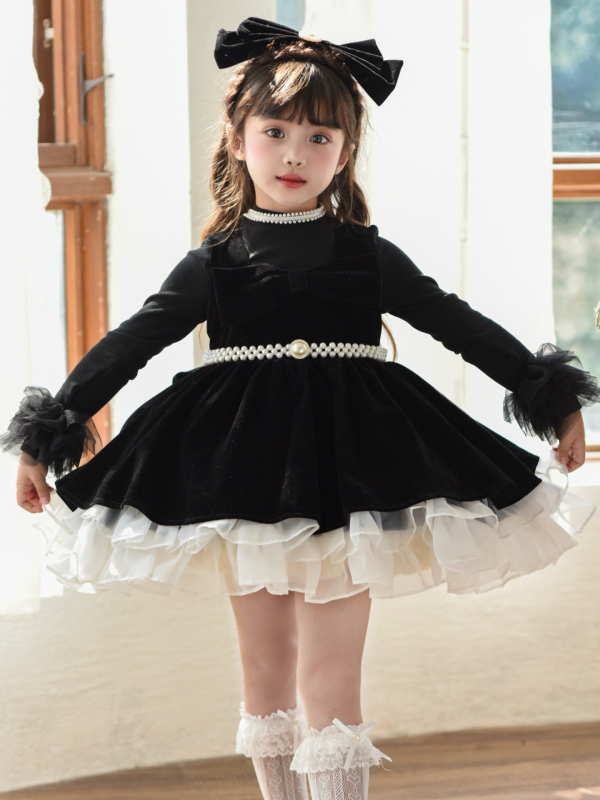 Κοριτσίστικο φόρεμα σε στυλ πριγκίπισσας, πολυεστέρας, απαλή επεξεργασία υφάσματος, φούστα με τιράντες, εμπνευσμένο από Χέπμπερν, για 1–3 ετών