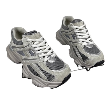 Ženski dad sneakers od prave kože, dvostruka kravlja koža + umjetna koža, prozračna mreža unutrašnjost, gumeni đon, vezivanje šnuralima