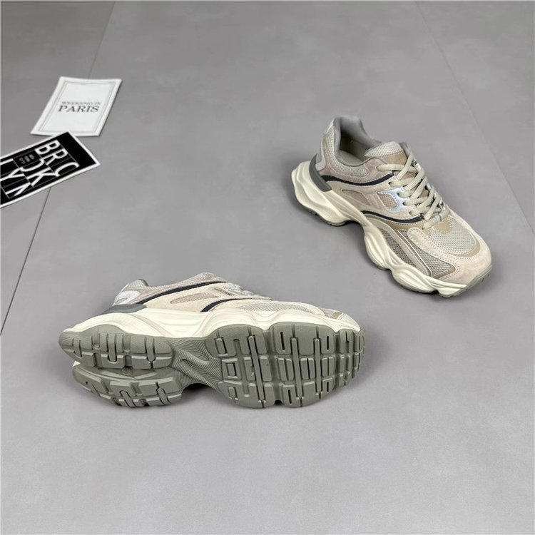 Ženski dad sneakers od prave kože, dvostruka kravlja koža + umjetna koža, prozračna mreža unutrašnjost, gumeni đon, vezivanje šnuralima