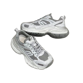 Ženski dad shoes: gornji dio od prave kože i tkanine, prozračna mreža u unutrašnjosti, gumeni potplat s debelim srednjim dijelom, vezanje šnurlama, srednje visina