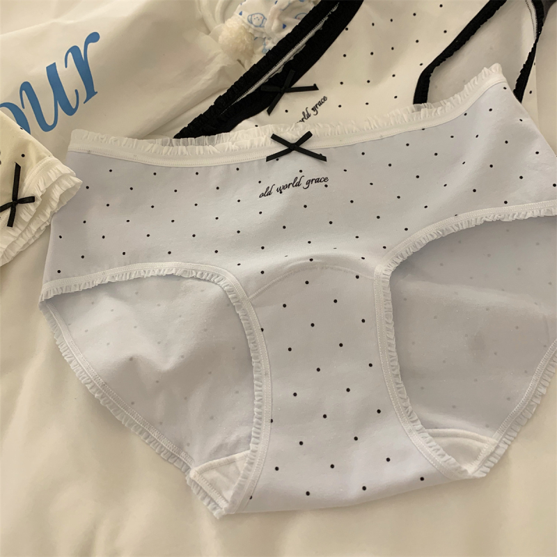 Ženske pamučne antibakterijske gaćice, prozračne, srednja visina struka, pleteni materijal, uzorak valova