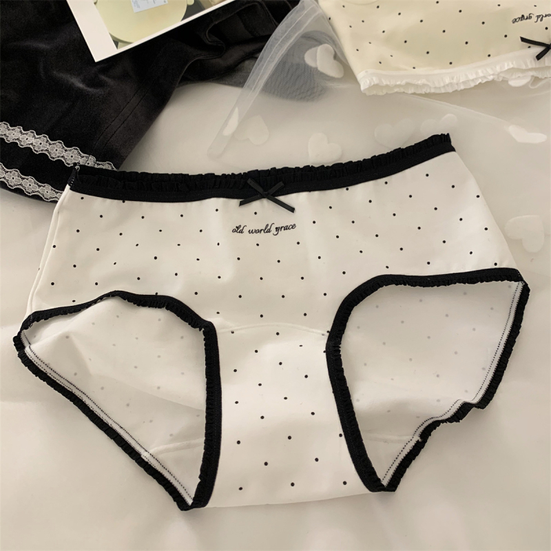 Ženske pamučne antibakterijske gaćice, prozračne, srednja visina struka, pleteni materijal, uzorak valova