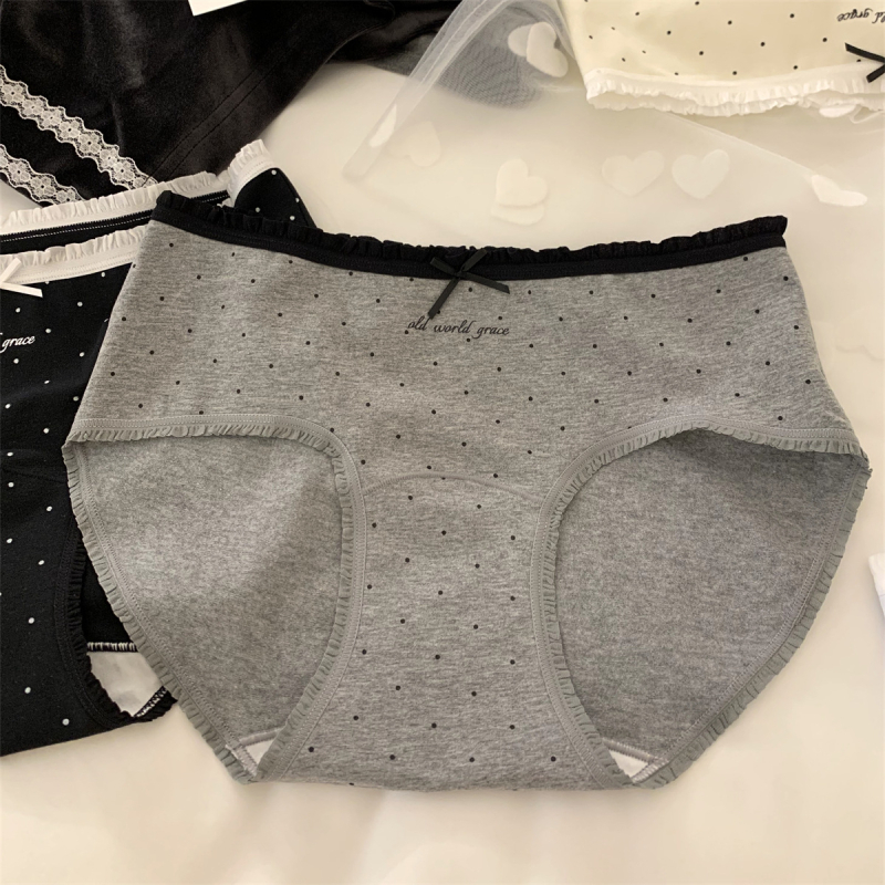 Ženske pamučne antibakterijske gaćice, prozračne, srednja visina struka, pleteni materijal, uzorak valova