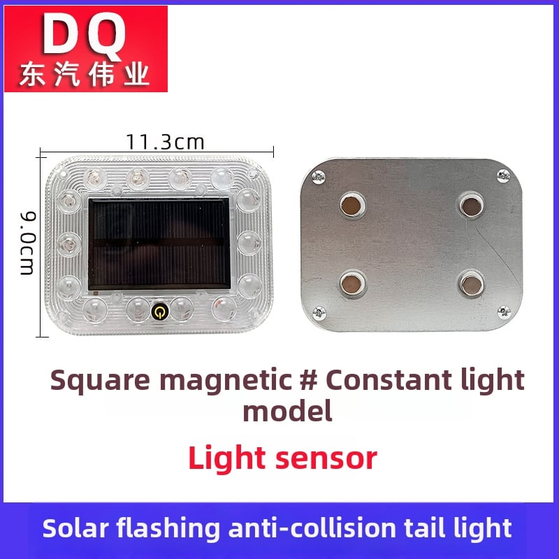 LED zadná svetlá pre vozidlo – solárne napájanie, bez káblov, Solar flash tail light, 3.7V, LED PC telo