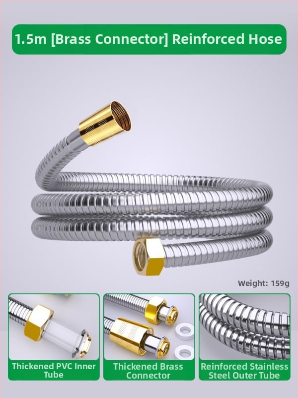 Furtun de duș din oțel inoxidabil și conductă de conectare pentru ieșirea boilerului, stil modern minimalist