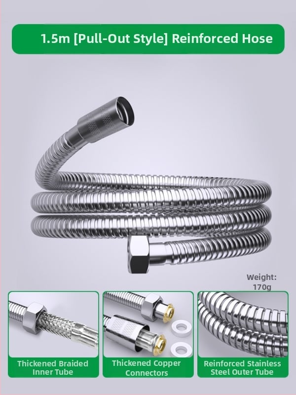 Furtun de duș din oțel inoxidabil și conductă de conectare pentru ieșirea boilerului, stil modern minimalist