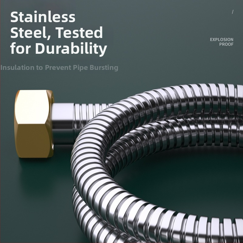 Furtun de duș din oțel inoxidabil și conductă de conectare pentru ieșirea boilerului, stil modern minimalist