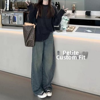 Дънкови дамски дънки: висока талия, прав крак, деним, нормална дебелина, градски стил