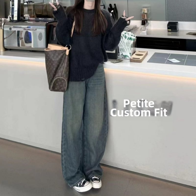 Дънкови дамски дънки: висока талия, прав крак, деним, нормална дебелина, градски стил