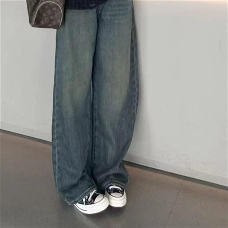 Дънкови дамски дънки: висока талия, прав крак, деним, нормална дебелина, градски стил