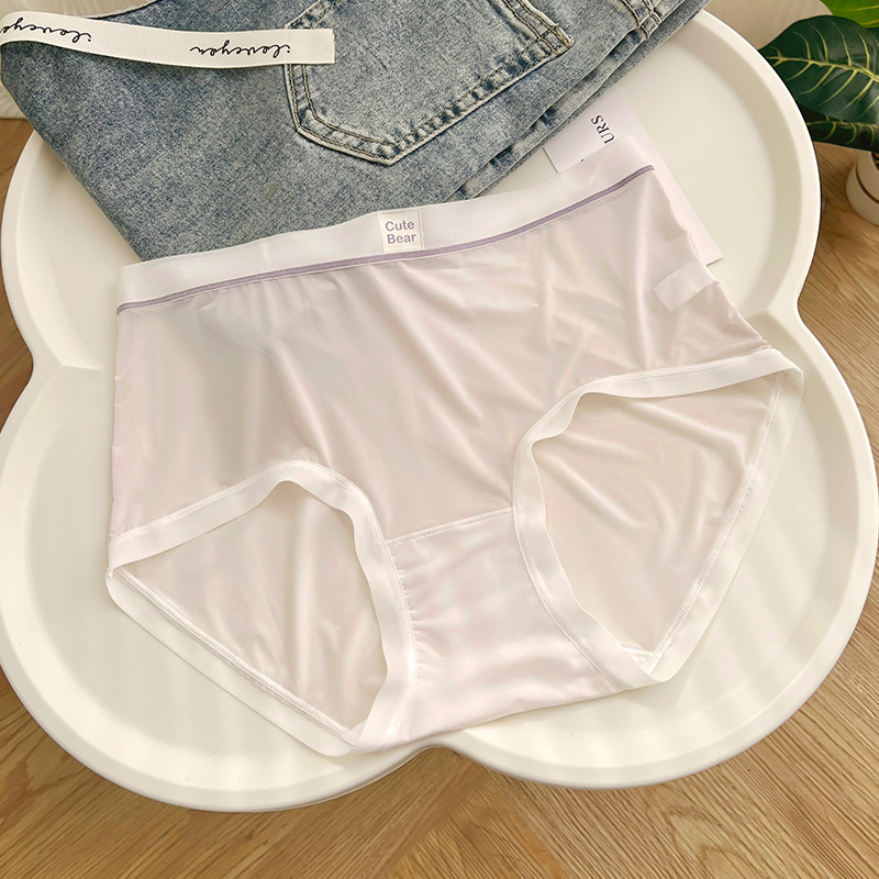 Ice Silk žensko donje rublje za ljeto – najlon 70–80%, 11–20D, pleteni, prozračni, podstava prepona viskozna 30–50%, srednji struk, uzorak u boji