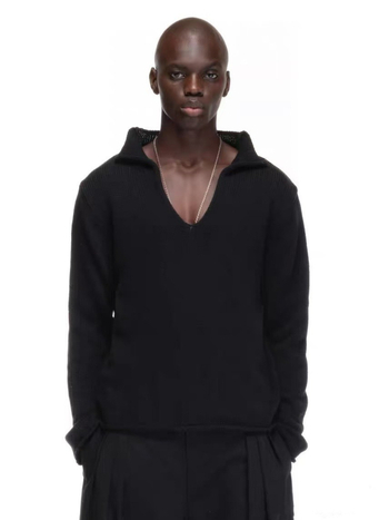 Πλεκτό πουλόβερ με V-λαιμό, χαλαρή γραμμή, μακριά μανίκια, βαρύ ύφασμα, 100% βαμβάκι, χειμώνας 2025