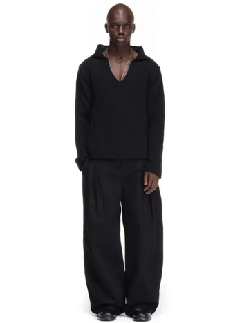 Πλεκτό πουλόβερ με V-λαιμό, χαλαρή γραμμή, μακριά μανίκια, βαρύ ύφασμα, 100% βαμβάκι, χειμώνας 2025