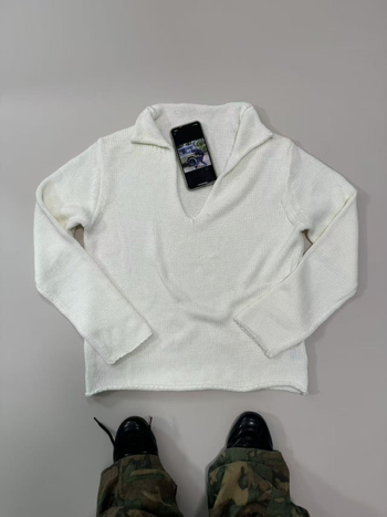 Πλεκτό πουλόβερ με V-λαιμό, χαλαρή γραμμή, μακριά μανίκια, βαρύ ύφασμα, 100% βαμβάκι, χειμώνας 2025