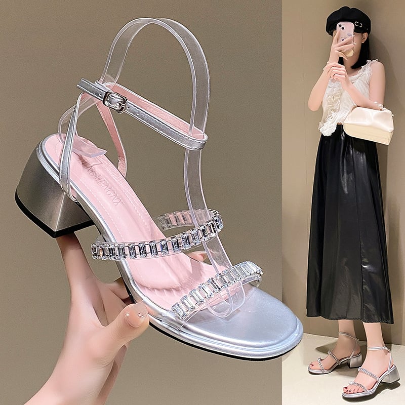 Sandale s jednim remenom - gornji PU materijal, PU unutarnji materijal, gumena podplat, okrugli vrh, elegantan stil