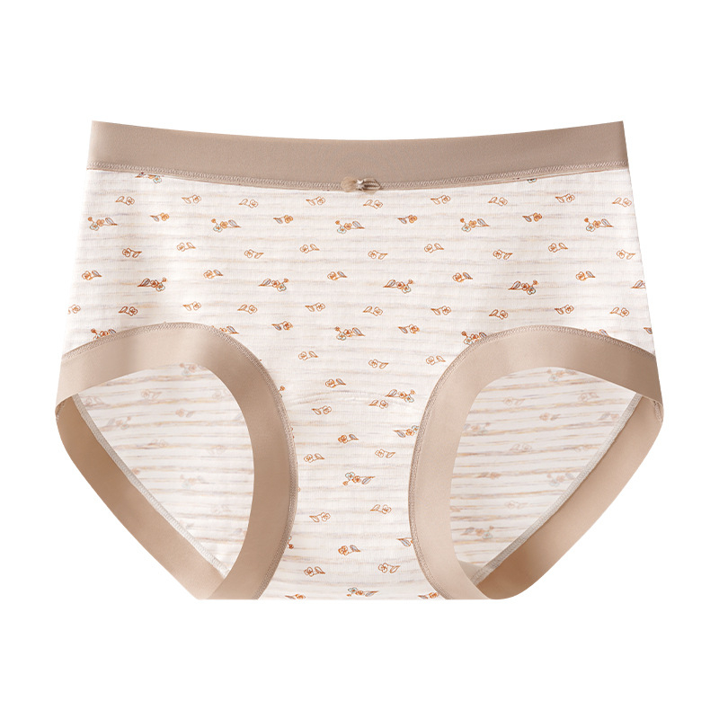 Ženske gaćice od Lyocell-a s cvjetnim uzorkom, srednja visina pojasa, antibakterijske i prozračne