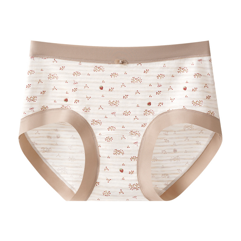 Ženske gaćice od Lyocell-a s cvjetnim uzorkom, srednja visina pojasa, antibakterijske i prozračne