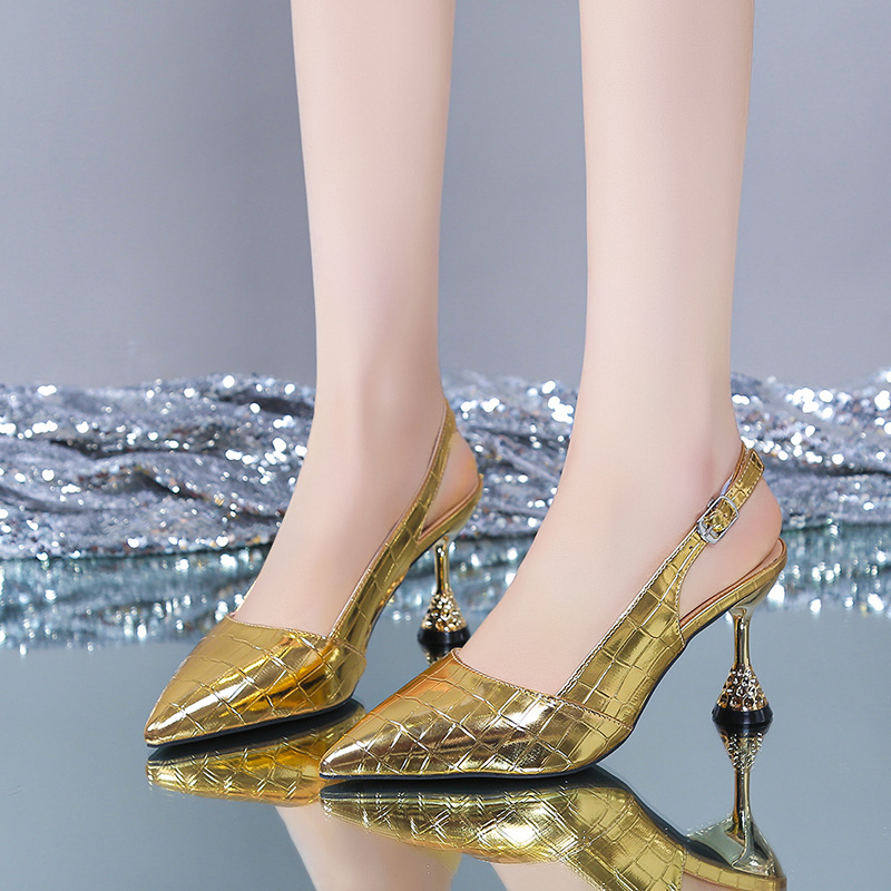 Sandale s oštrim vrhom i elastičnim remenom, gornji dio PU, gumeni đon, podstava od super vlakana, proljeće 2025