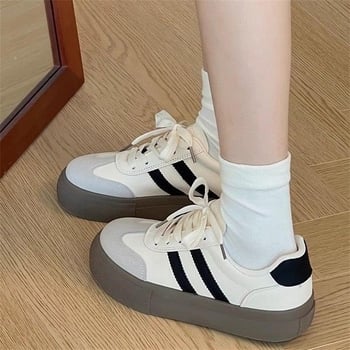 Dexun pantofi de antrenament pentru femei, cu gleznă înaltă, talpă groasă 3–5 cm, partea superioară din piele sintetică, branț PU, talpă din cauciuc