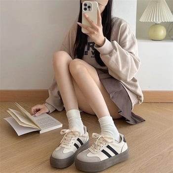 Dexun pantofi de antrenament pentru femei, cu gleznă înaltă, talpă groasă 3–5 cm, partea superioară din piele sintetică, branț PU, talpă din cauciuc