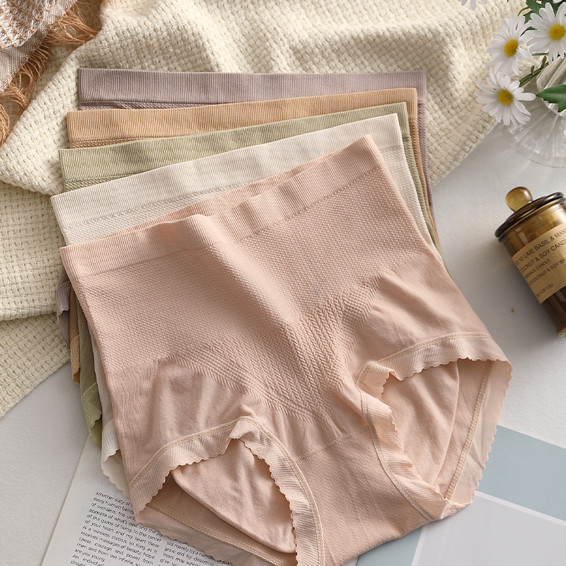 Chiloți femei talie înaltă, control abdomen, ridicare șolduri, fără cusături, jacquard respirabil, căptușeală din bumbac în zona crosei