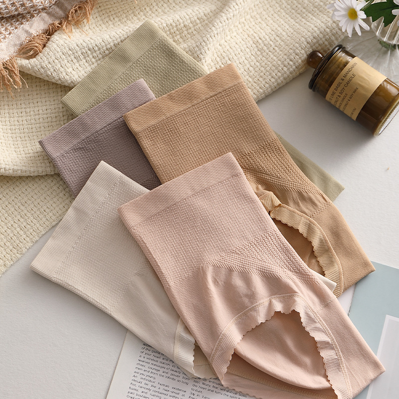 Chiloți femei talie înaltă, control abdomen, ridicare șolduri, fără cusături, jacquard respirabil, căptușeală din bumbac în zona crosei