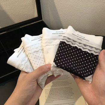 Lenjerie intimă pentru femei din vâscoză, respirabilă, imprimeu floral și cu buline, talie medie, căptușeală din bumbac