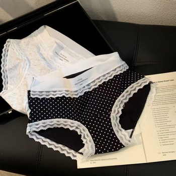 Lenjerie intimă pentru femei din vâscoză, respirabilă, imprimeu floral și cu buline, talie medie, căptușeală din bumbac