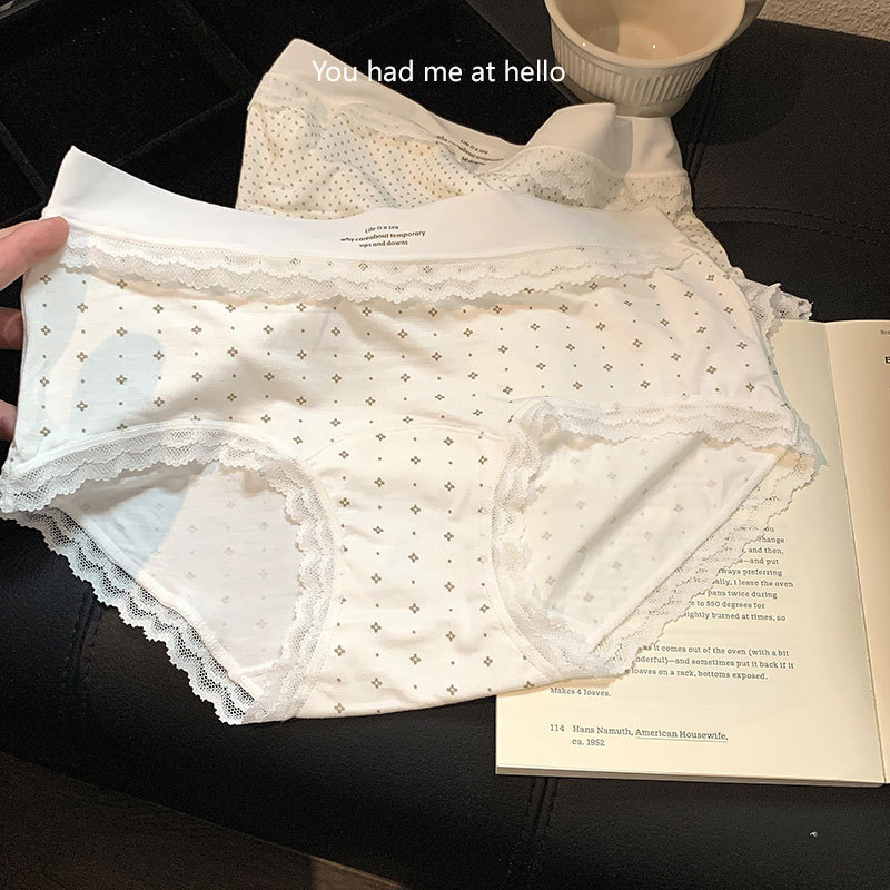 Lenjerie intimă pentru femei din vâscoză, respirabilă, imprimeu floral și cu buline, talie medie, căptușeală din bumbac