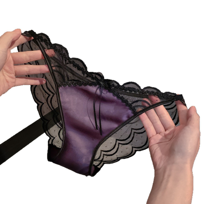 Ženske čipkaste gaćice od najlona, niski pojas, prozračne, pamukasti podstavak, 70–80% najlona, vlakno 41–50d