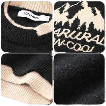 Muški pulover od akrila s jacquard uzorkom, širokog kroja, okrugli vrat