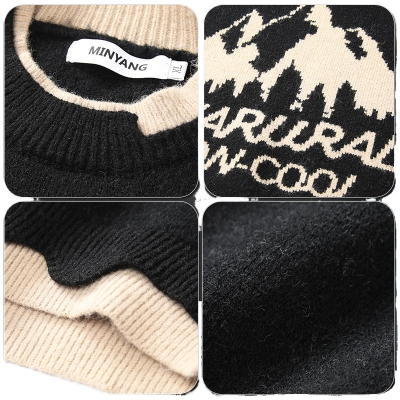 Muški pulover od akrila s jacquard uzorkom, širokog kroja, okrugli vrat