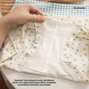 Lenjerie intimă din bumbac pentru femei, antibacteriană, respirabilă, uscare rapidă, imprimeu floral, talie medie