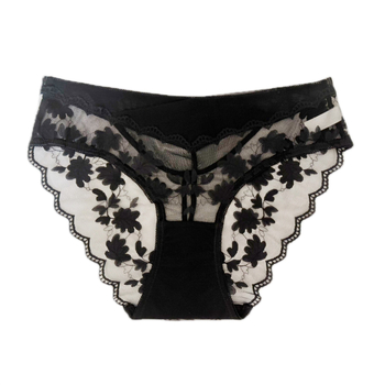 Chiloți pentru femei din dantelă, satin și plasă, respirabili, cu căptușeală din bumbac, talie medie, nylon 90-95%