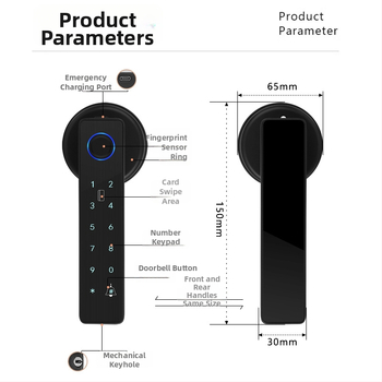 Gu Le G7 Ușă Inteligentă cu Amprentă, Card și Parolă – pentru Uși din Lemn, 50 Amprente stocate, Peste 8000 Deblocări, Timp de Scanare <0.5 s, Recunoaștere Falsă <0.0001