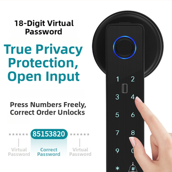 Gu Le G7 Ușă Inteligentă cu Amprentă, Card și Parolă – pentru Uși din Lemn, 50 Amprente stocate, Peste 8000 Deblocări, Timp de Scanare <0.5 s, Recunoaștere Falsă <0.0001