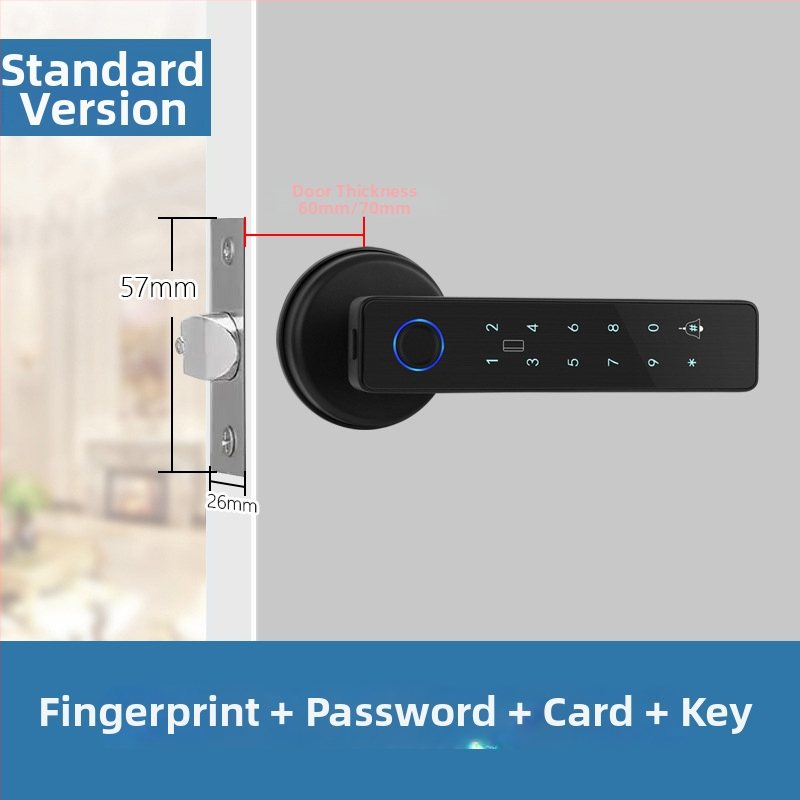 Gu Le G7 Ușă Inteligentă cu Amprentă, Card și Parolă – pentru Uși din Lemn, 50 Amprente stocate, Peste 8000 Deblocări, Timp de Scanare <0.5 s, Recunoaștere Falsă <0.0001