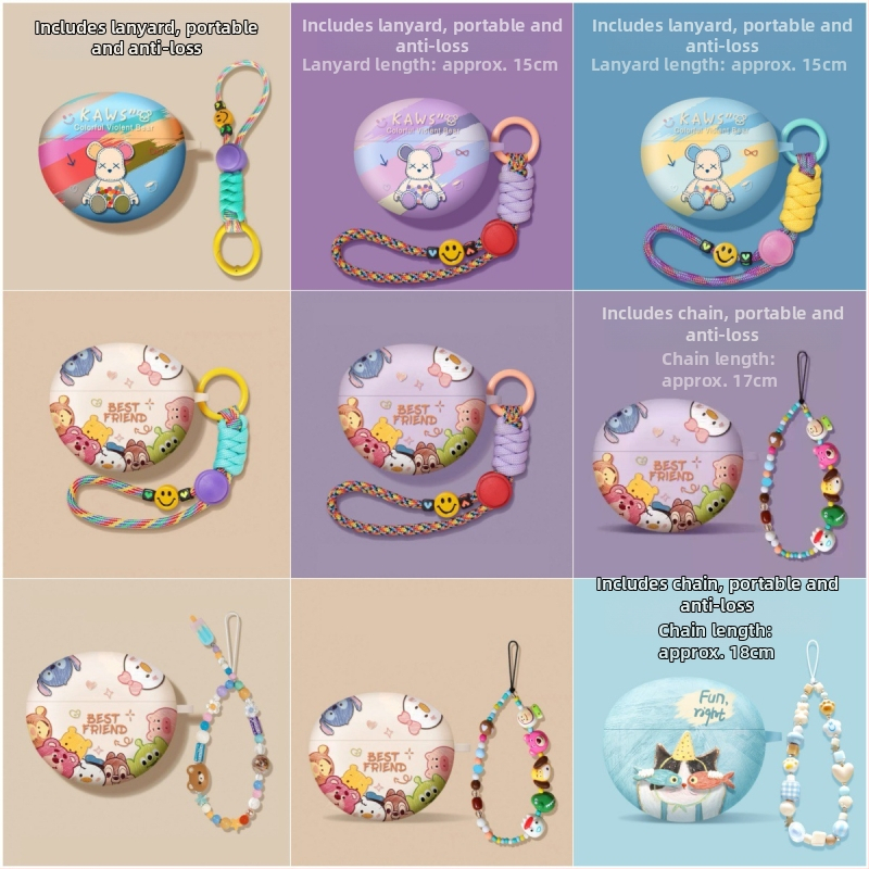 Carcasă pentru Huawei FreeBuds 5i/6i – stil clip, personaj desen animat cu stele, TPU moale, finisaj spray