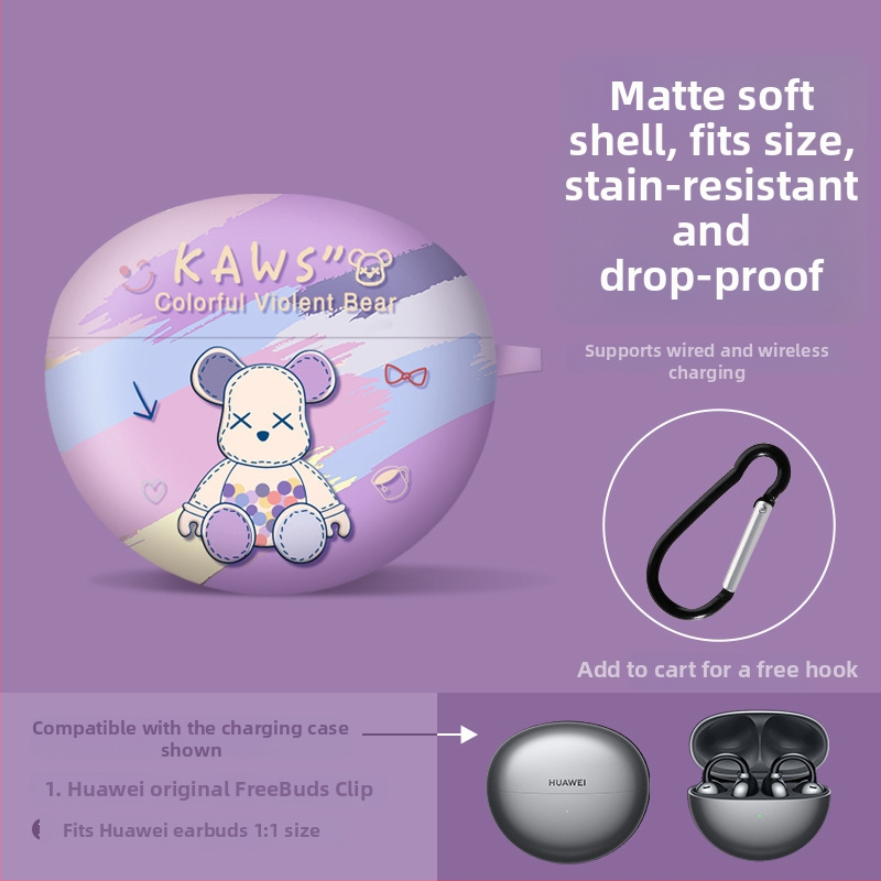 Carcasă pentru Huawei FreeBuds 5i/6i – stil clip, personaj desen animat cu stele, TPU moale, finisaj spray