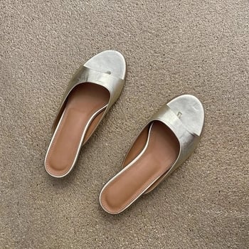 Női koreai stílusú kitten-heel szandálok, valódi bőr, kerek orrú, nyitott lábujjak