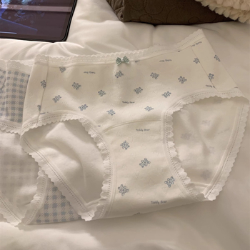 Ženske antibakterijske pamučne gaćice srednjeg struka s uzorkom mašne, 95–100% pamuk, prepona 100% pamuk