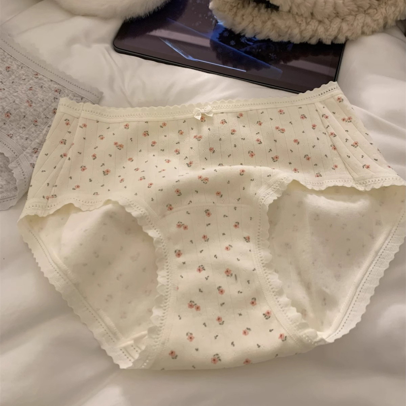 Ženske antibakterijske pamučne gaćice srednjeg struka s uzorkom mašne, 95–100% pamuk, prepona 100% pamuk