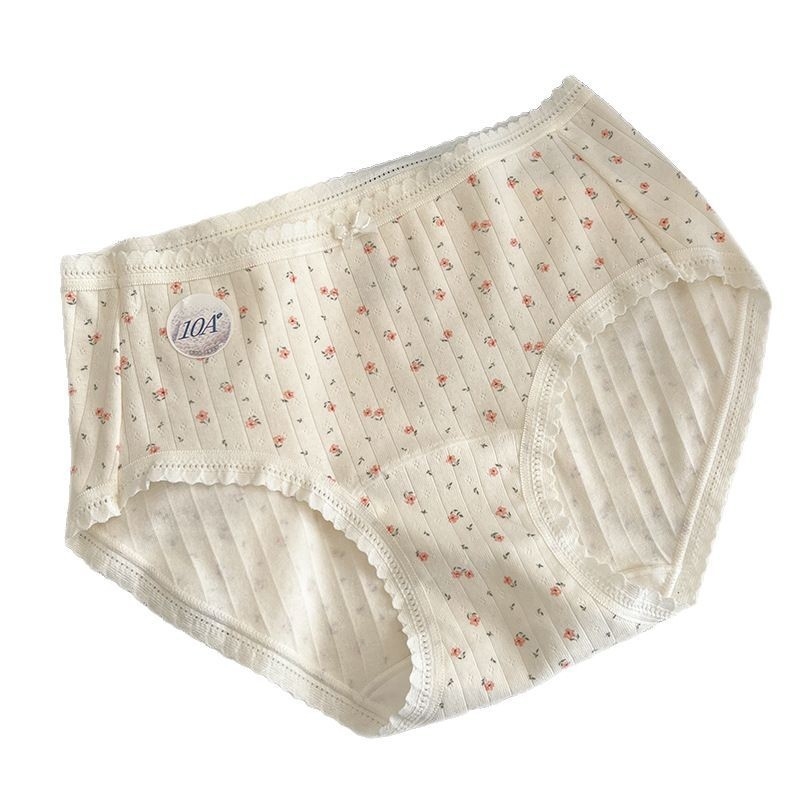 Ženske antibakterijske pamučne gaćice srednjeg struka s uzorkom mašne, 95–100% pamuk, prepona 100% pamuk