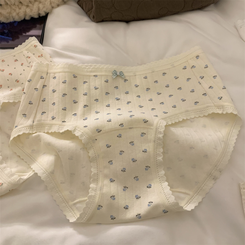 Ženske antibakterijske pamučne gaćice srednjeg struka s uzorkom mašne, 95–100% pamuk, prepona 100% pamuk