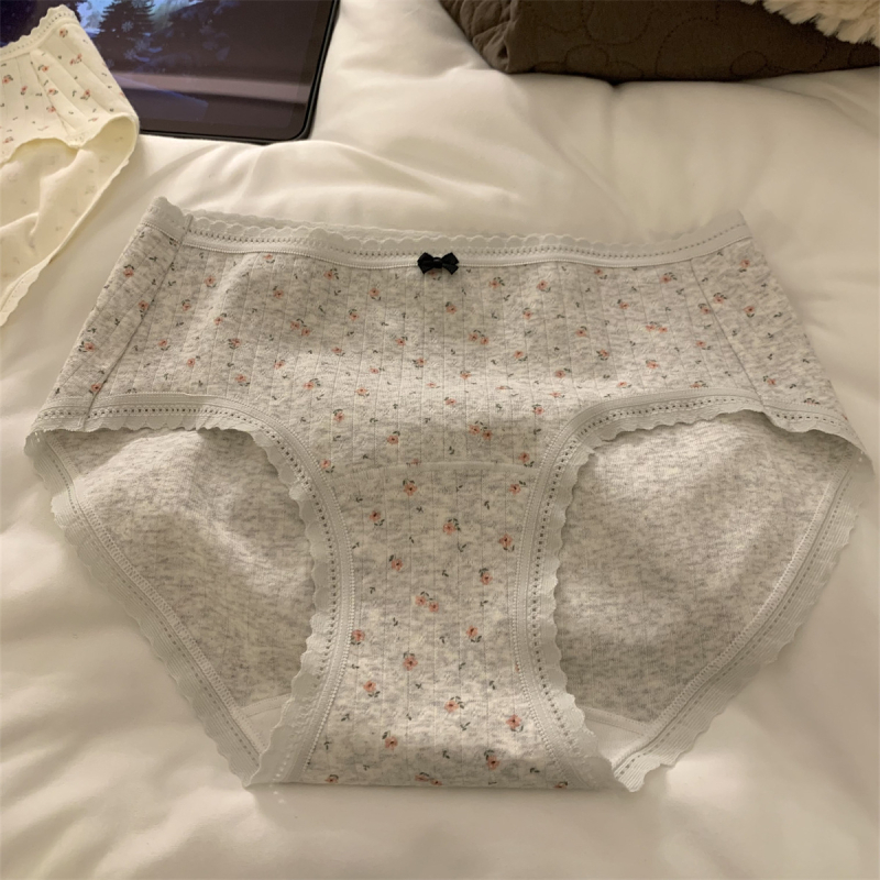 Ženske antibakterijske pamučne gaćice srednjeg struka s uzorkom mašne, 95–100% pamuk, prepona 100% pamuk