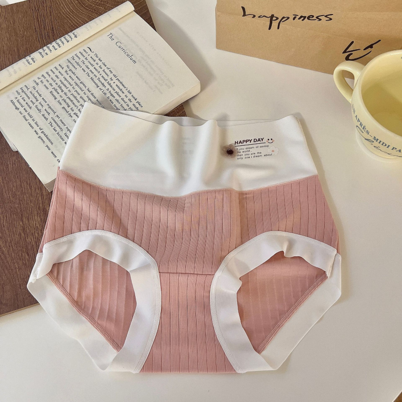 Női pamut magas derekú alsónemű, has támasztás, lélegző és vékony, 80-90% pamut, hullámpont mintázat