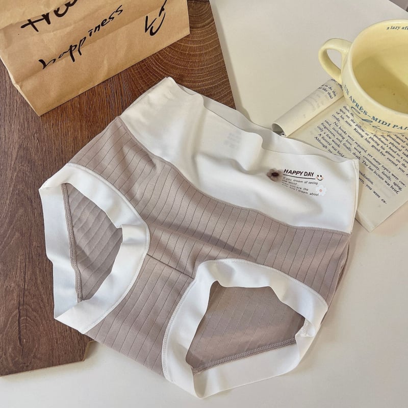 Női pamut magas derekú alsónemű, has támasztás, lélegző és vékony, 80-90% pamut, hullámpont mintázat